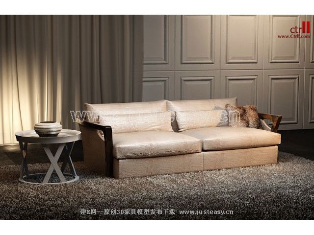 诗维馆后现代双人沙发3d模型下载[id:43188]_建E模型网_建E网_室内设计装修资源平台