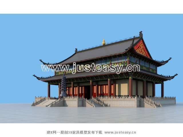 建e网 模型首页 户外/建筑 户外/建筑 中式古建大雄宝殿[模型id:62876