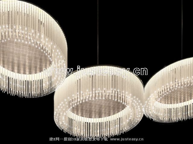 现代豪华水晶吊灯3d模型下载[id:67864]_建E模