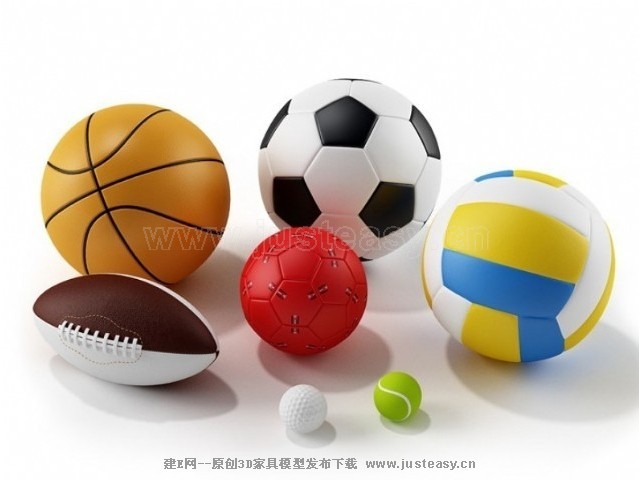 篮球足球排球橄榄球网球高尔夫球3d模型下载