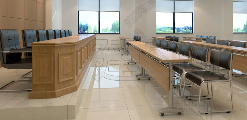 现代会议室桌椅组合3d模型下载[id:89227]_建