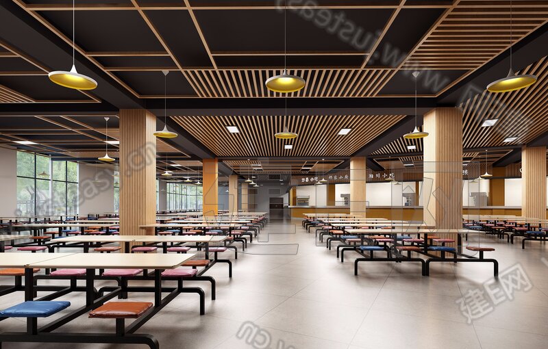 员工食堂餐饮空间餐饮娱乐模型-3d模型分享交