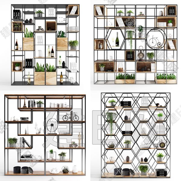 北欧LOFT铁艺置物架组合- 建E网3d模型分享交流平台-3d模型下载-3d模型下载网站