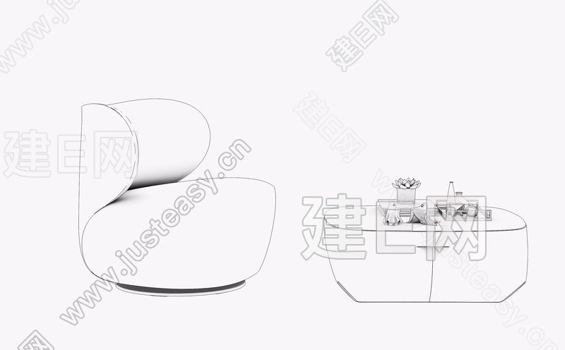 现代沙发茶几组合[模型id:263808]