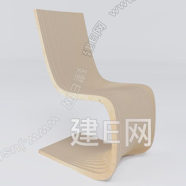 现代实木弧形椅子[模型id:273244]