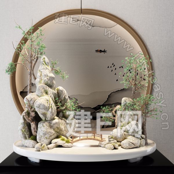 中式山石盆景[模型id:277737]