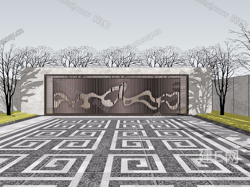 新中式背景墙景观墙