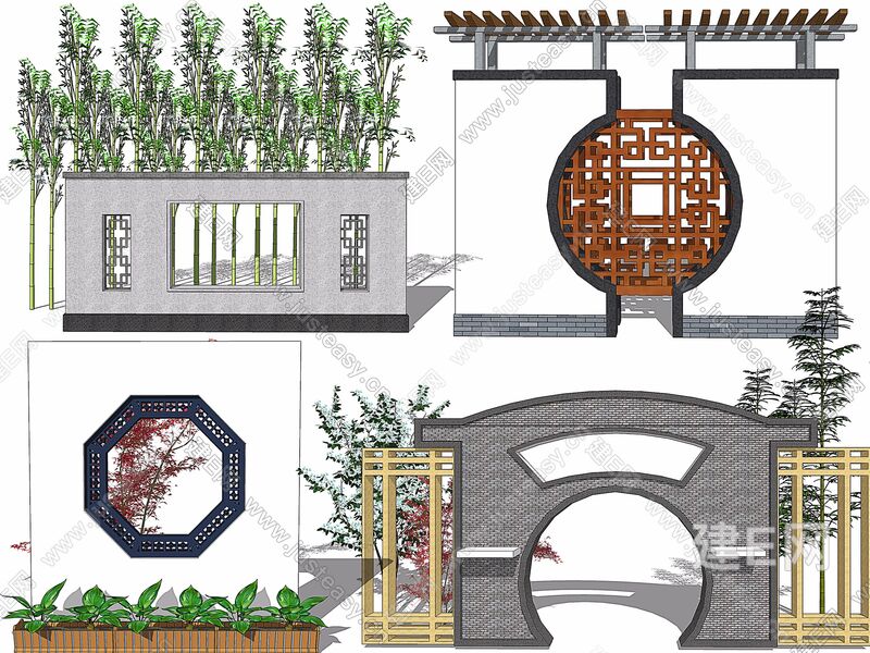 围墙景观背景墙[模型id:5020]