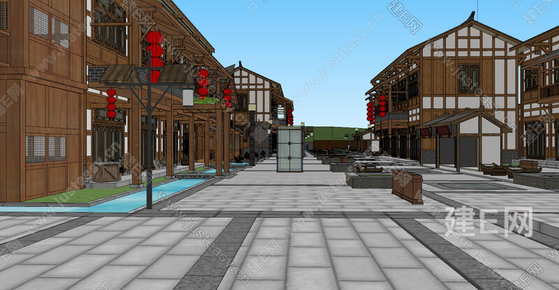 中式风格商业古街sketchup模型