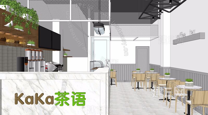 奶茶店-sketchup模型_sketchup模型库_建e室内设计网!