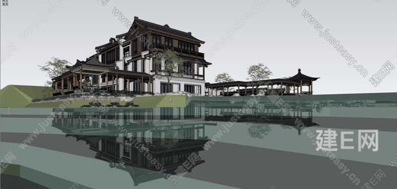 中式别墅会所别院[模型id:11488]