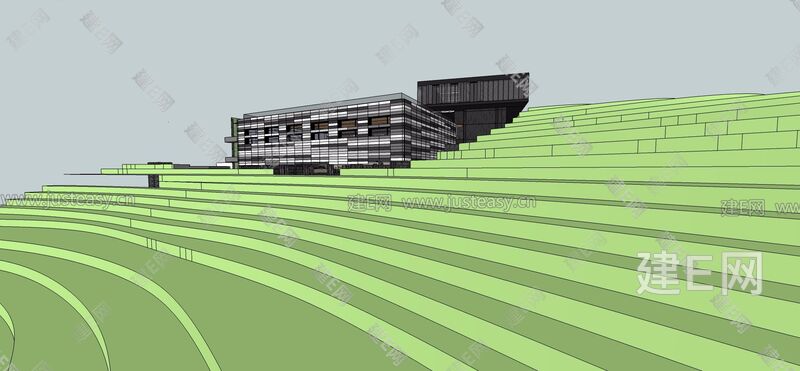 现代风格坡地酒店建筑群[模型id:41199]