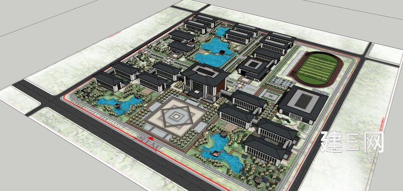 su模型首页 建筑 教育建筑 中式学校[模型id:42134]