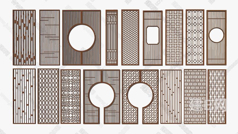 新中式花格隔断组合sketchup模型