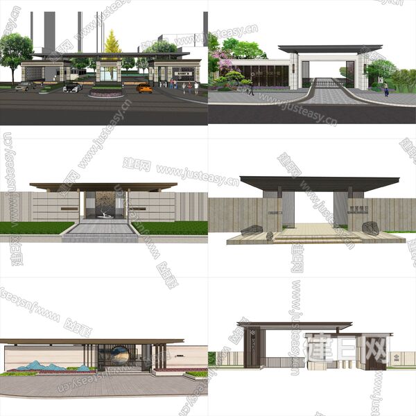 新中式大门门楼sketchup模型