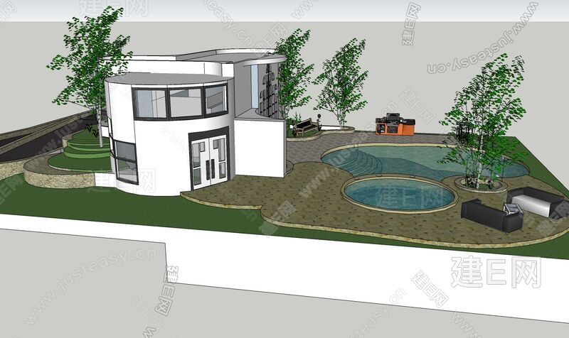 现代别墅建筑sketchup模型