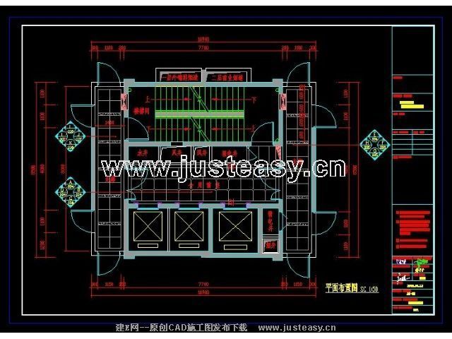 标准层电梯厅及走道施工图cad图纸下载[id:22