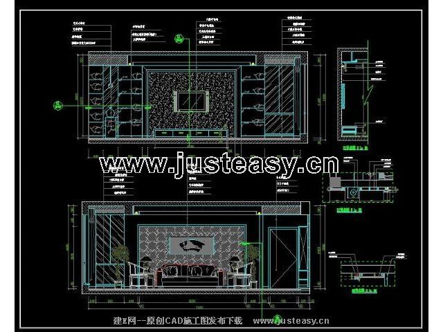 客厅主立面详图cad图纸下载[id:522]