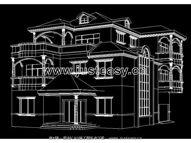 三层别墅建筑结构施工图附结构模型cad图纸下