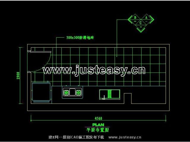 施工图纸下载,厨房平面详图 ,cad图块,施工图节点大全