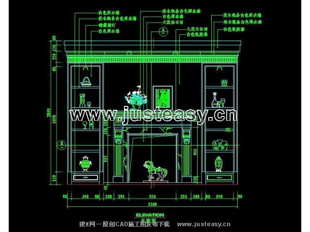施工图纸下载,客厅壁炉立面详图 ,cad图块,施工图节点