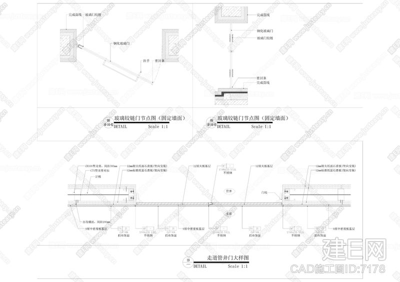 门工艺节点图,地弹簧门,玻璃铰链门,双开门,单开门,移门,推拉门,石材