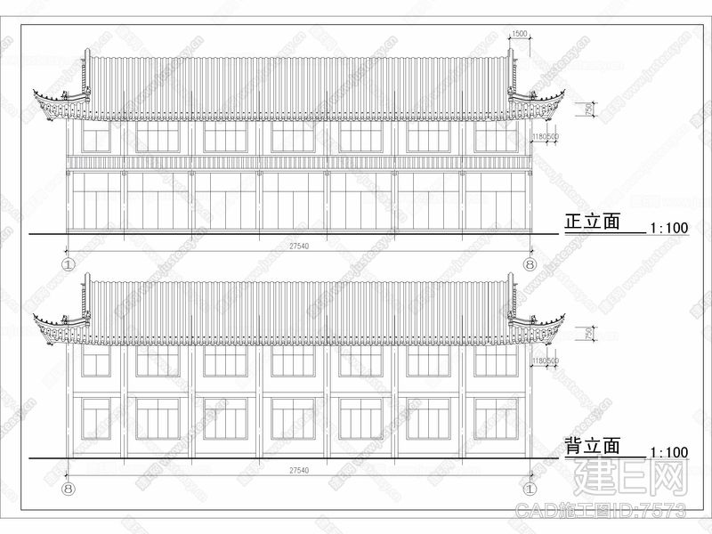 古建筑宫殿施工图|平面 立面_cad全套设计图下载_cad