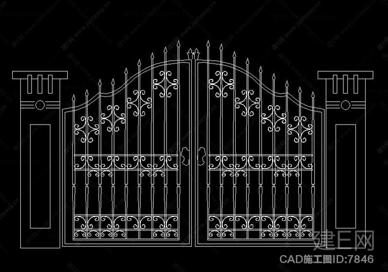 铁艺大门 cad图库_cad全套设计图下载_cad全套施工图
