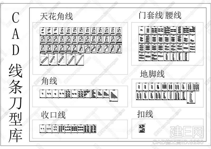 cad 线条刀型库[图纸id:8230]