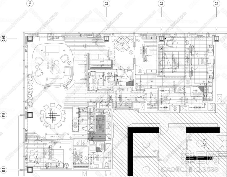 雅布--上海四季汇酒店公寓|cad施工图 设计方案 物料[图纸id:8539]