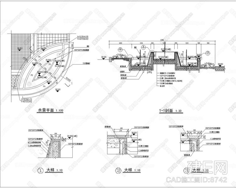 小区园林|cad施工图 设计方案[图纸id:8742]