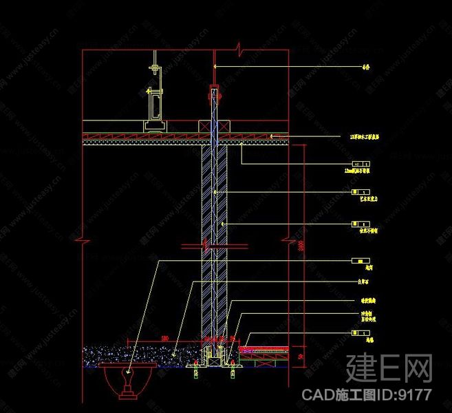 建筑玻璃隔断|剖面图 施工图 cad节点大样图