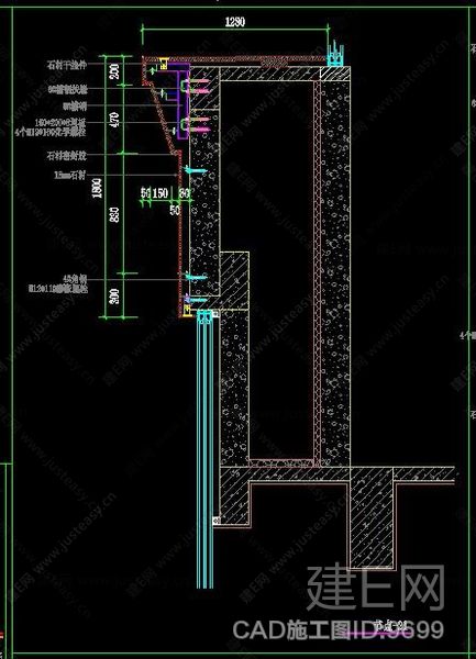 外墙干挂石材幕墙cad施工图节点图