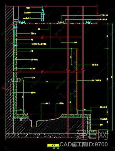 卫生间墙面洗手台蹲坑剖面cad大样图[图纸id:9700]