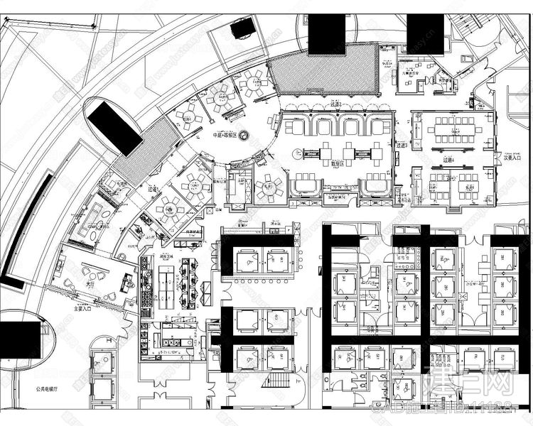 上海中心大厦洋房火锅餐厅|cad施工图 效果图 机电图纸 材料表|224m