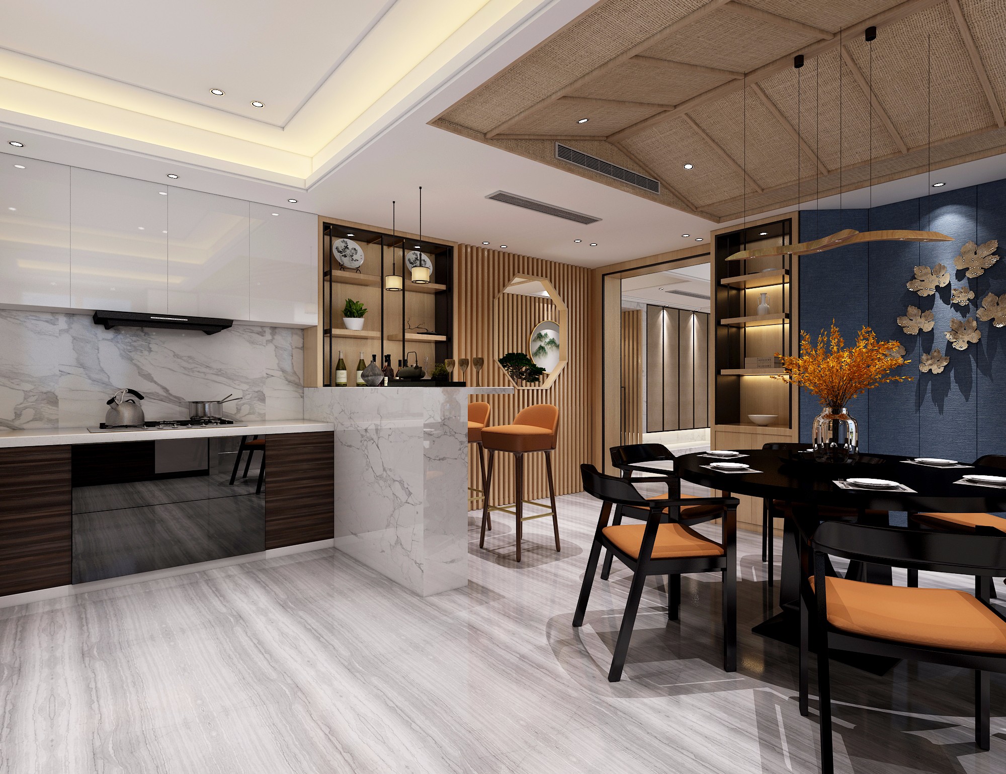 新中式客餐厅 - 效果图作品交流区 - 建E分享交流平台 - 建E室内设计网