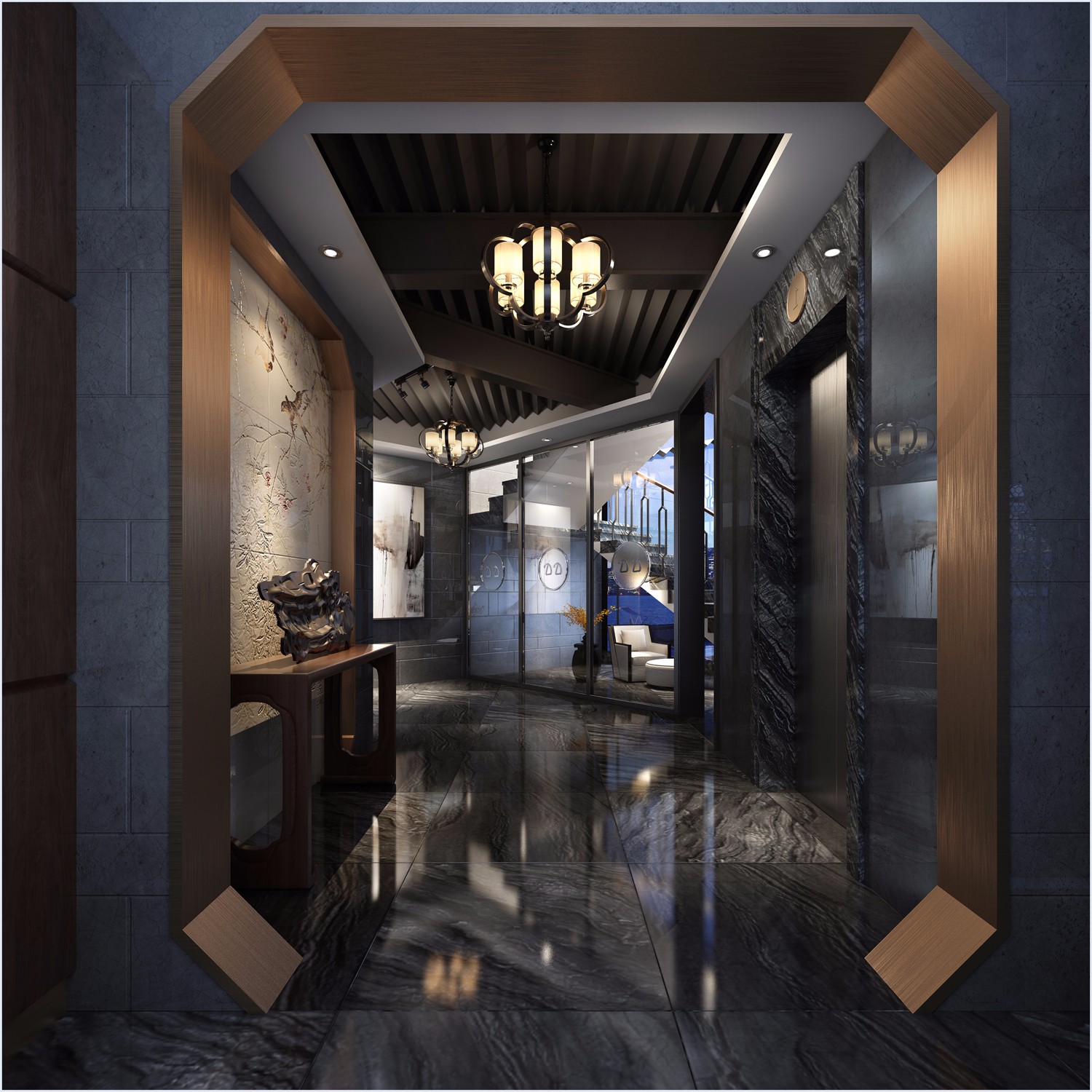 新中式酒店案例 - 效果图作品交流区 - 建E分享交流平台 - 建E室内设计网