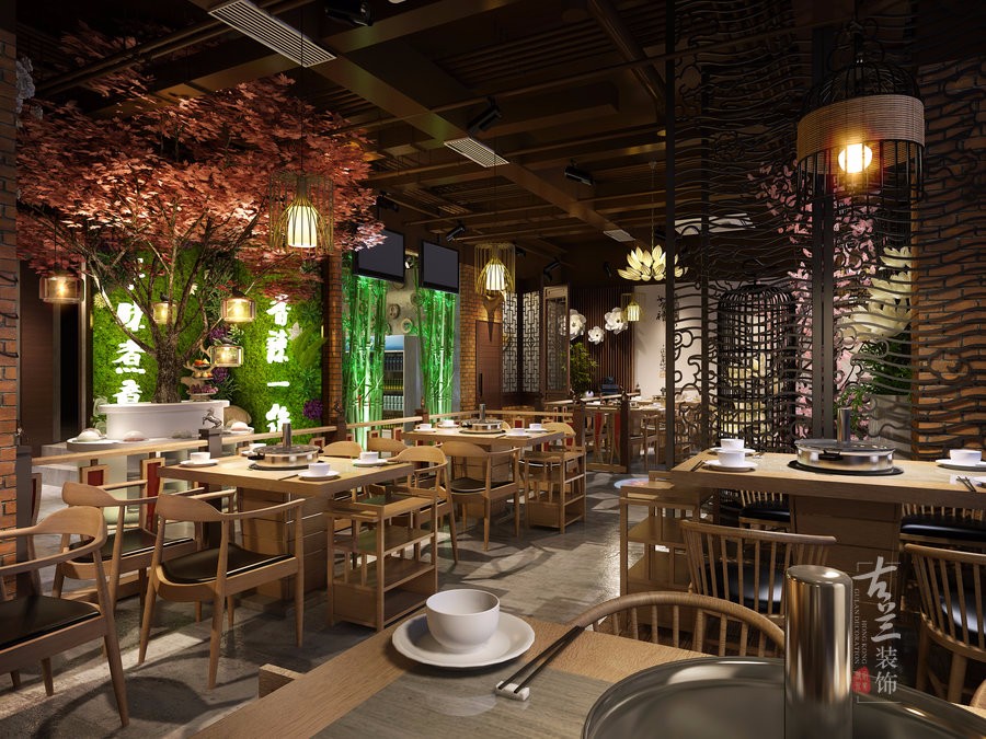 牛华绿缘串串香火锅店_银川串串火锅店设计_固原专业火锅店设计公司