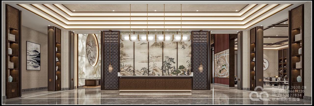 新中式售楼部 - 效果图交流区-建e室内设计网