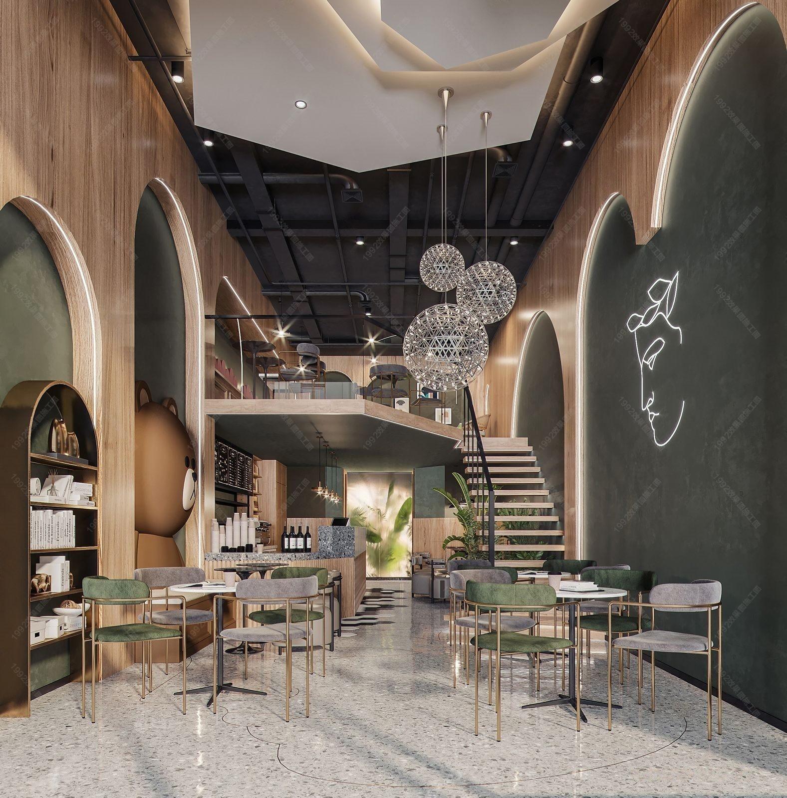现代咖啡店 - 效果图交流区-建e室内设计网