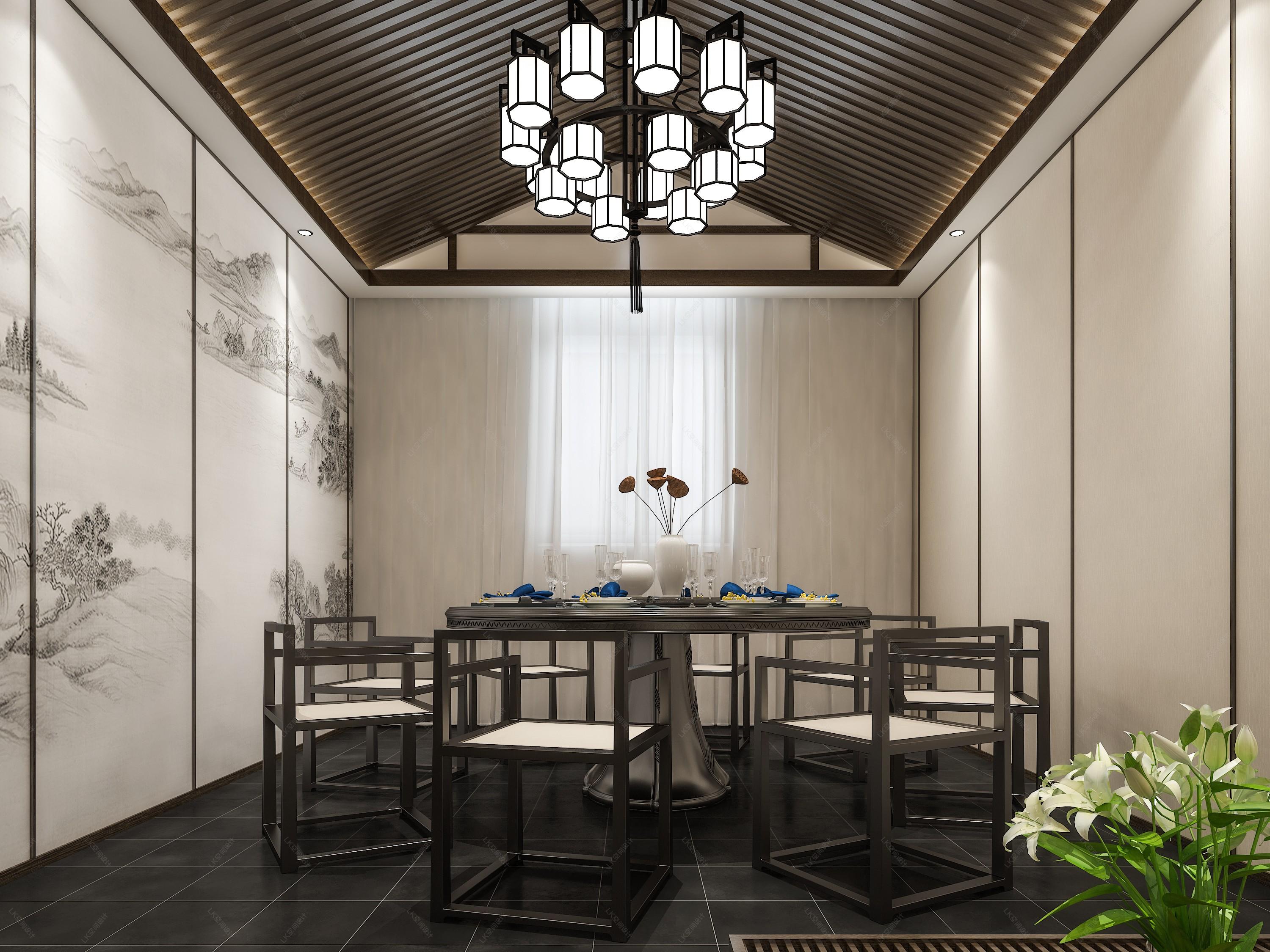 新中式餐饮包间 - 效果图交流区-建e室内设计网