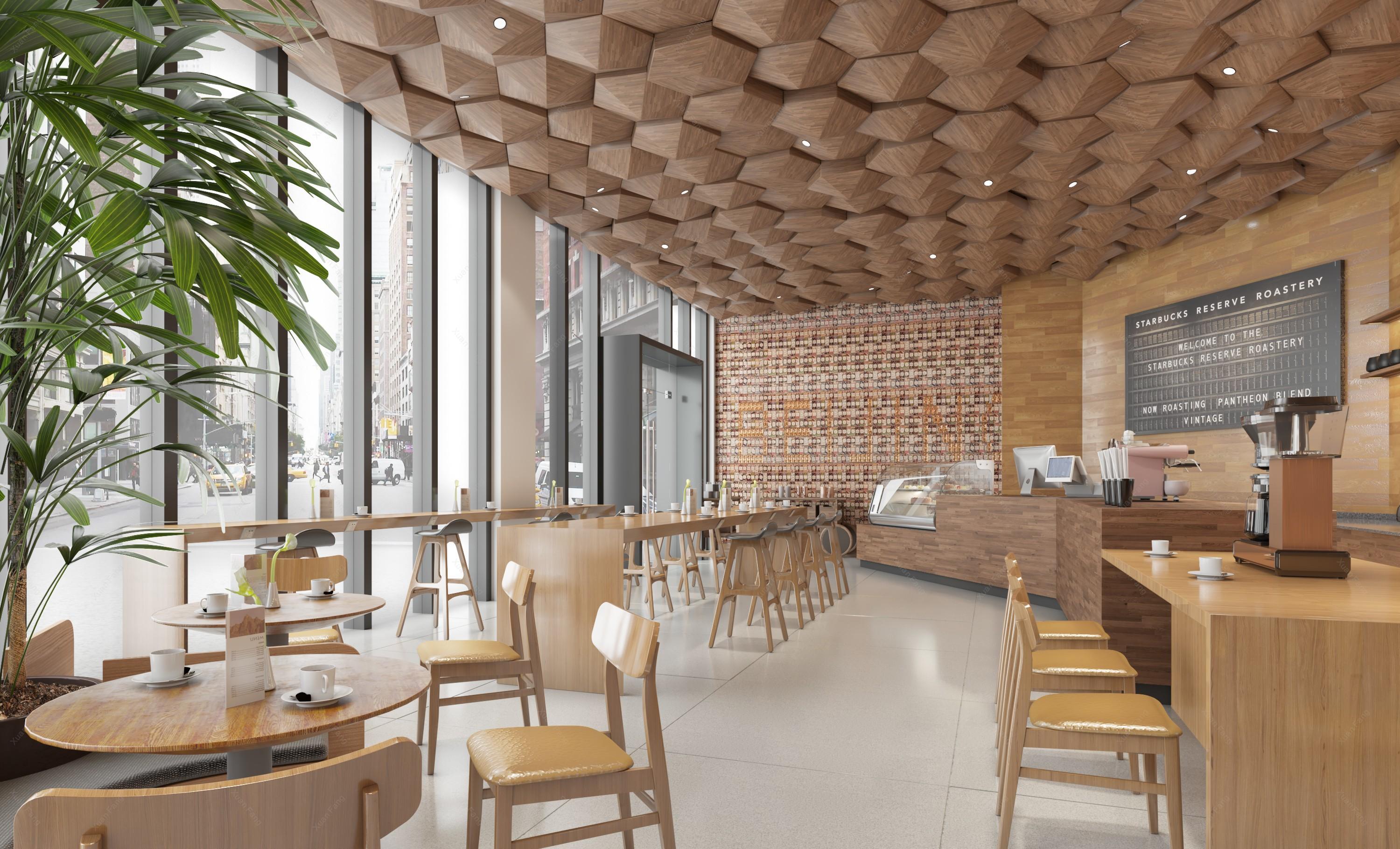 现代咖啡厅 效果图交流区-建e室内设计网