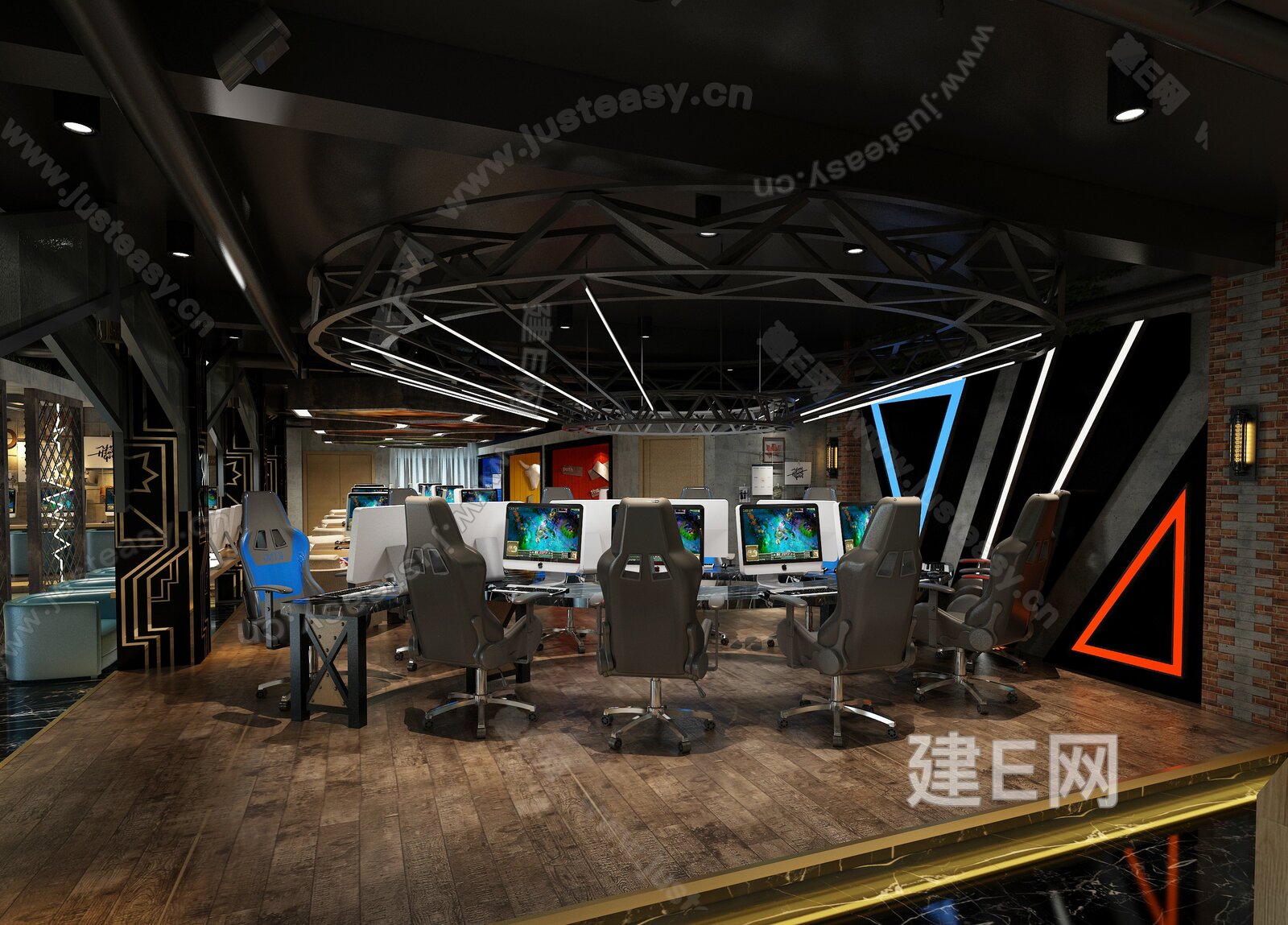 loft工业风网吧3d模型