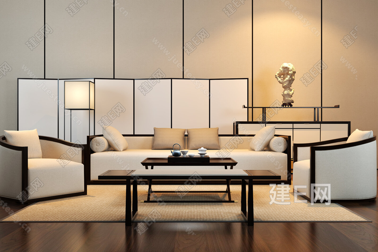 新中式客厅沙发组合[模型id:134069]