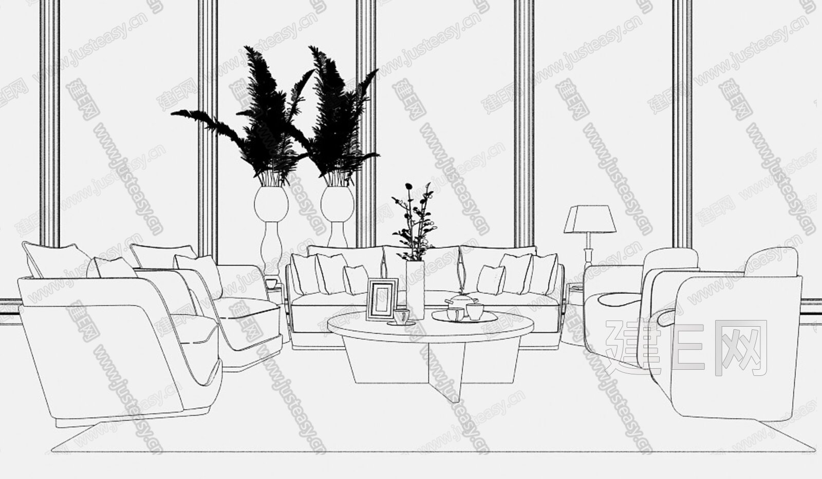 新古典沙发茶几组合3d模型