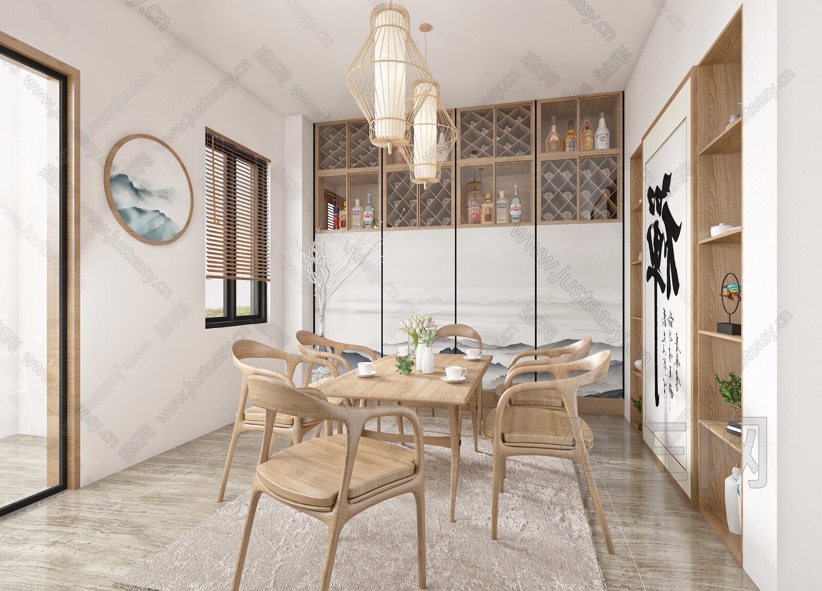 新中式禅意餐厅[模型id:225414]