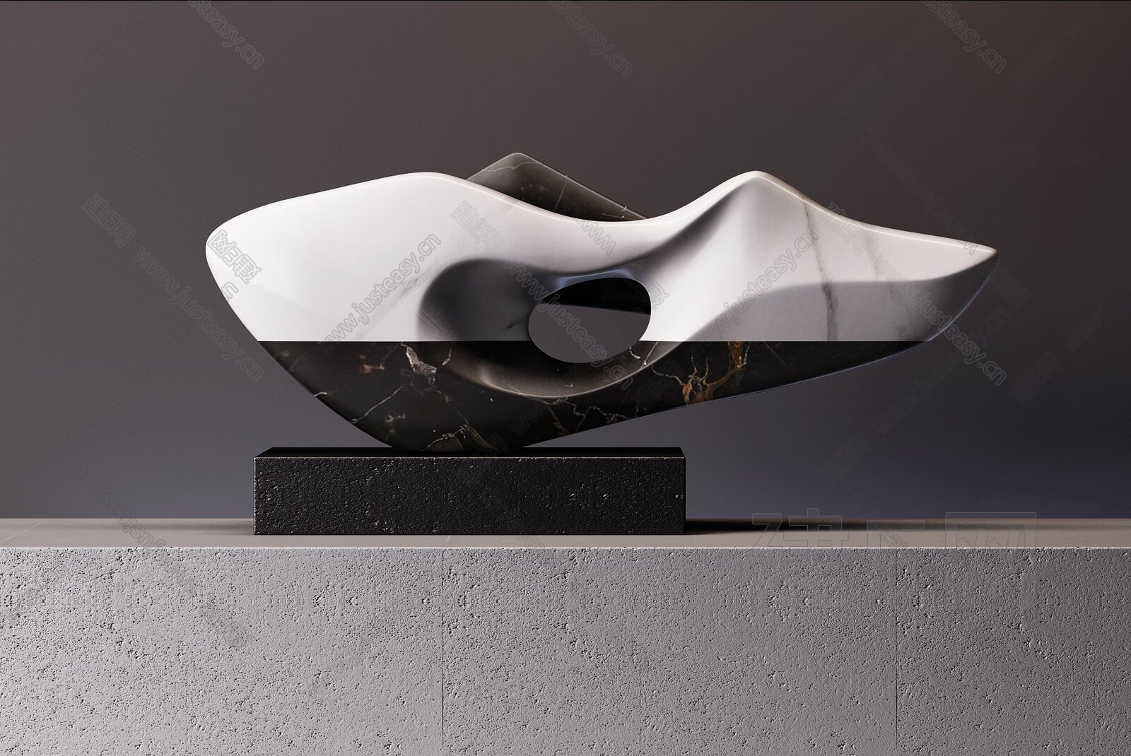 现代创意石材雕塑3d模型