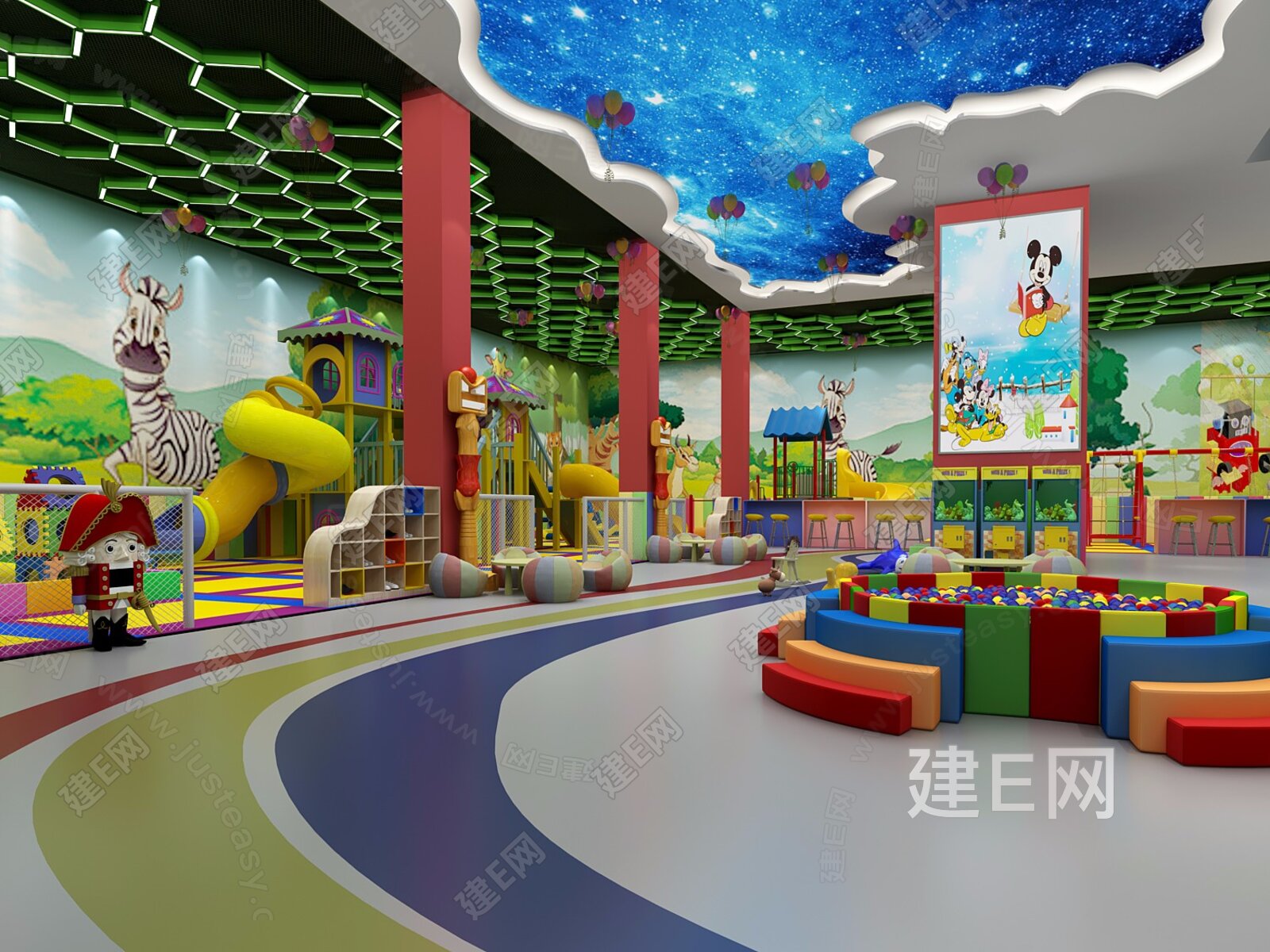 现代幼儿园室内游乐场3d模型