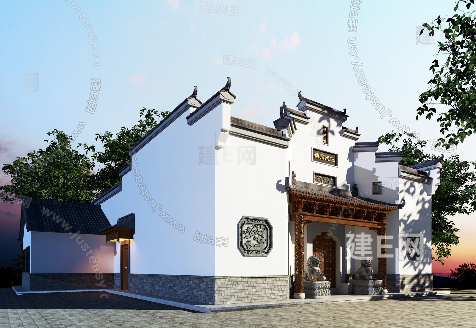 中式祠堂外观3d模型