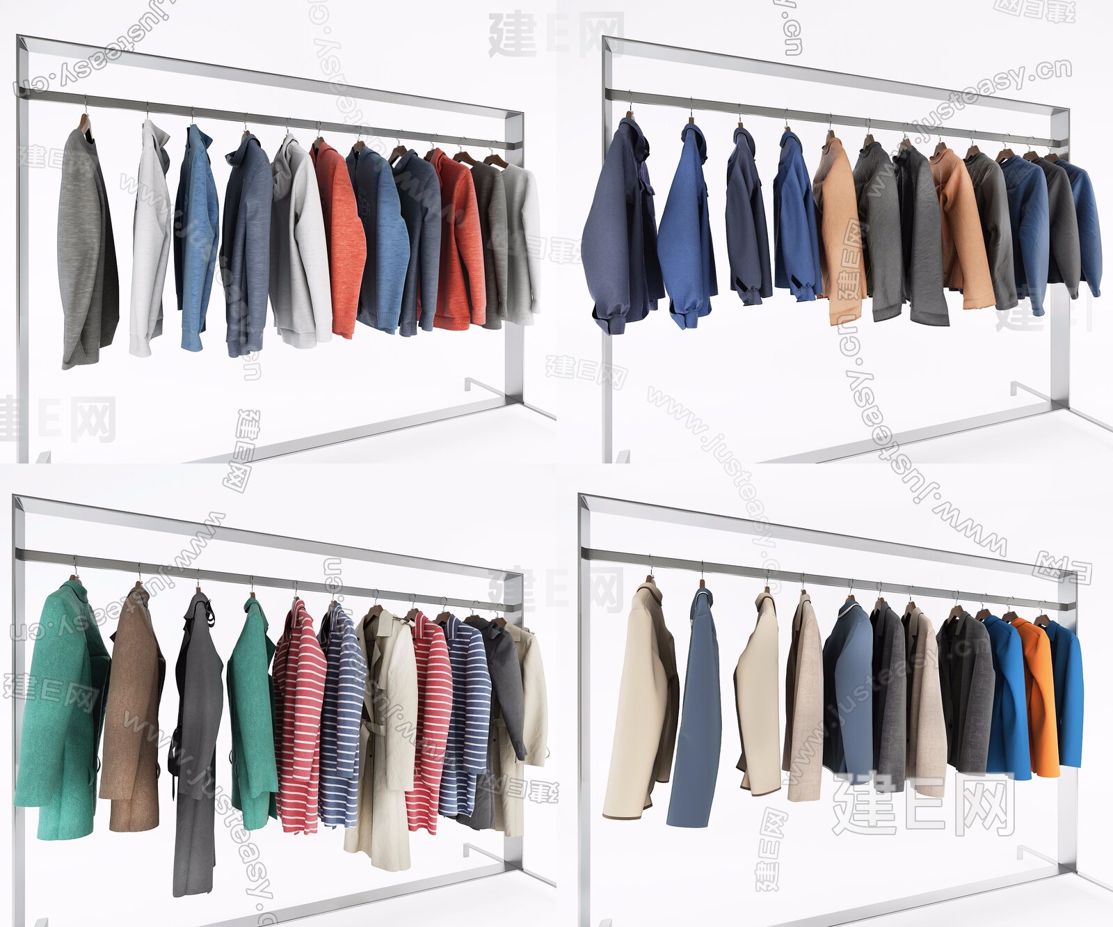 现代衣服组合3d模型